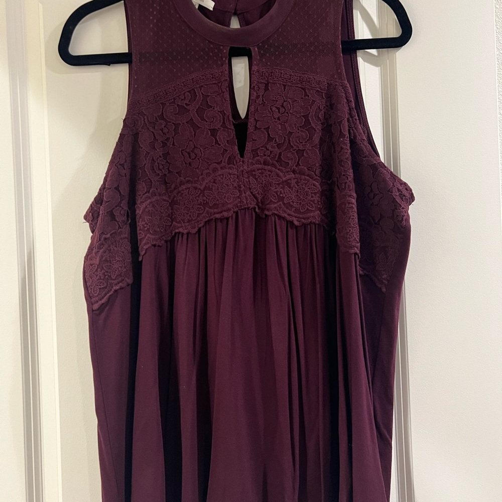 Maurice’s Burgundy Lace Sleeveless Flowy Top Size XL